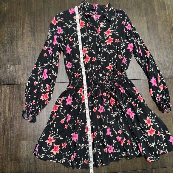 Free People Lighten up Long sleeve Mini Dress in Black and Pink XS - Picture 5 of 9